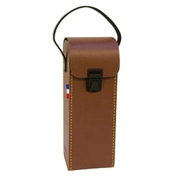 Sacoche rigide marron pour 3 boules de pétanque + cochonnet avec poignée en cuir - Maroquinor