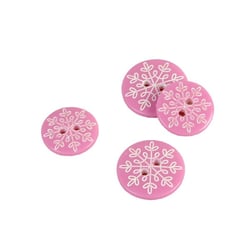Bouton 2 trous flocon rose