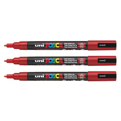 Lot de 3 marqueurs peinture pointe conique fine 0,9 - 1,3 mm - POSCA - Rouge
