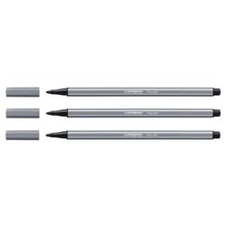 Lot de 3 feutres de dessin pointe moyenne 1 mm - STABILO PEN 68 - Gris foncé