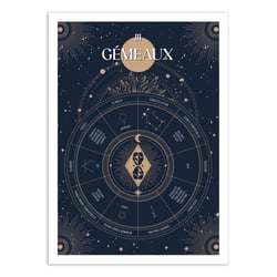 Affiche 30x40 cm - Gémeaux Signe du Zodiac - Frog Posters