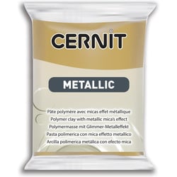 Pâte polymère - Opaque - A cuire - Pâte à modeler - Or riche - Bloc de 56g - Cernit - Metallic