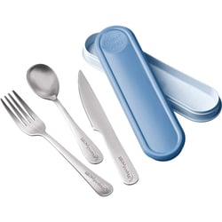 Couverts transportables - Cuillère - Fourchette - Lame - Inox - Boîte bleu - Maped
