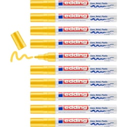 Lot de 10 Marqueurs Peinture Brillante 750 Jaune Pointe Ronde 2-4 mm EDDING