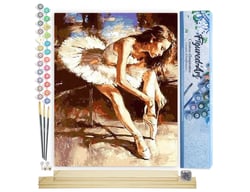 Peinture par Numéro Figured'Art - Une Ballerine se prépare - Kit de Loisir Créatif DIY Numéro d'Art Complet - 40x50cm toile roulée + châssis en bois à monter