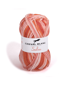 Fil de coton et Acrylique à tricoter ou crocheter SALSA - Cheval Blanc 409 Jacquard Orange Rose
