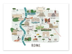 Affiche 30 x 40 cm - Rome Map - Alex Foster