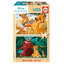 Puzzles 2 X 25 pcs Le roi Lion en bois - Educa Borras - Orange