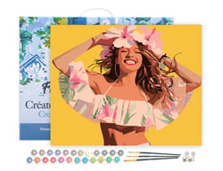 Peinture par Numéro Figured'Art avec Cadre - Fille joyeuse - Kit de Loisir Créatif DIY Numéro d'Art Complet - 40x50cm toile tendue sur châssis