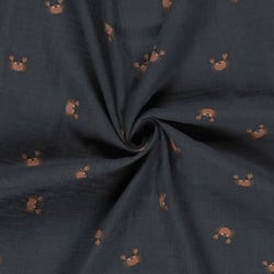 Tissu Double gaze de Coton Bob petits crabes sur fond Bleu marine