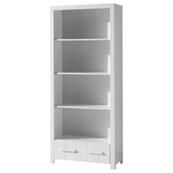 ERIK Bibliothèque bois laqué Blanc 3 tablettes et 1 tiroir L87xH205cm - Vipack