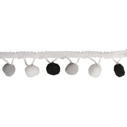 Galon de pompons, noir / blanc, 3cm, 2m