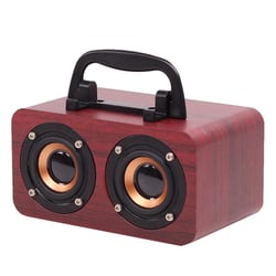 Enceinte Bluetooth Retro Bois Son Subwoofer Puissant Autonomie Longue Durée Rouge YONIS