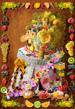 Puzzle 1000 pièces - La Cantatrice Gâteau inspirée par Arcimboldo - Bluebird Puzzle