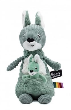Peluche ptipotos-kangourou maman bebe vert - Les D glingos