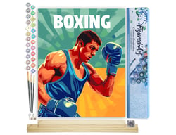 Peinture par Numéro Figured'Art - Affiche sportive Boxe - Kit de Loisir Créatif DIY Numéro d'Art Complet - 40x50cm toile roulée + châssis en bois à monter