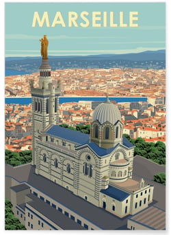 Affiche ville Marseille 3 | A3 : 29,7x42cm