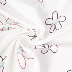 Tissu Sweat léger French Terry Fleur dessinée sur fond Blanc cassé