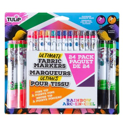 Lot de 24 feutres textiles - Tulip - Rainbow - Pointe fine et pinceau