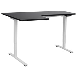 Bureau d'Angle à Gauche Noir et Blanc en Acier 160 x 59 cm Forme en L Réglable Electriquement Style Moderne
