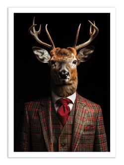 Affiche 30 x 40 cm - Red Deer Wild Suits - Philippe Hugonnard
