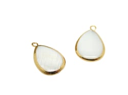 2 Pendentifs goutte en nacre naturelle 23*15mm - contour doré