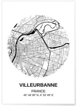 Affiche Carte Villeurbanne | A3 : 29,7x42cm