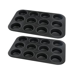 Ensemble de 2 Moules à muffins 12 empreintes 38 x 26 cm Zenker Black Metallic