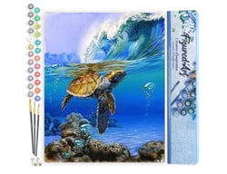 Peinture par Numéro Figured'Art - Tortue marine - Kit de Loisir Créatif DIY Numéro d'Art Complet - 40x50cm sans châssis en bois