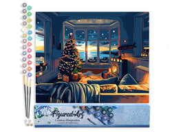 Peinture par Numéro Figured'Art - Chambre de Noël au Bord de la Baie - Kit de Loisir Créatif DIY Numéro d'Art Complet - 40x50cm sans châssis en bois