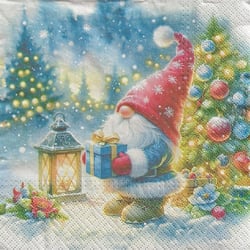 4 serviettes en papier découpage collage 33 cm GNOME SAPIN NOEL N 611