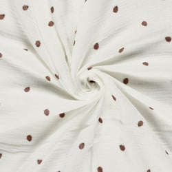 Tissu Double gaze de Coton Maé petites coccinelles sur fond Ecru