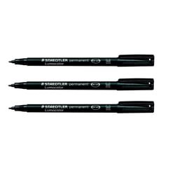 Lot de 3 marqueurs permanents - STAEDTLER - Lumocolor 317M - Pointe ogive 1 mm - Noir