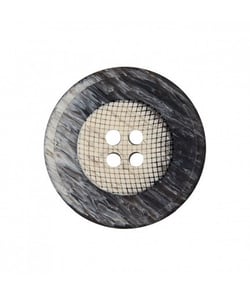 Carte de 4 boutons Panier rond 4 trous Gris 18mm - Union Knopf Gris