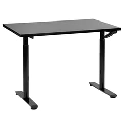 Bureau Réglable Manuellement Plateau et Structure Acier Noir 120 x 72 cm Hauteur Ajustable Assis Debout Pieds Ronds Design Moderne