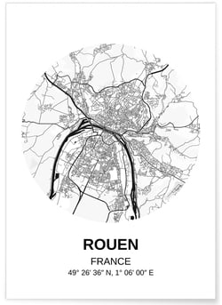 Affiche Carte Rouen | A3 : 29,7x42cm