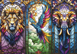 Puzzle 1000 pièces - Vitrail : Animaux - Trefl