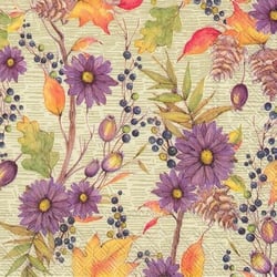 Lot de 4 serviettes en papier découpage collage 33 cm FLEUR FEUILLAGE AUTOMNE FA 303