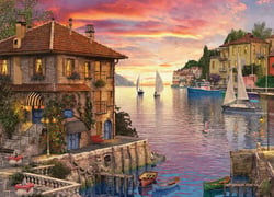 Puzzle 1000 pièces - Dominic Davison - Mediterranean Harbor - Eurographics