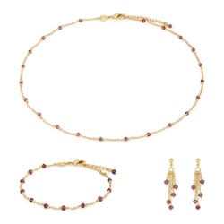 Collier, bracelet et boucles d'oreilles Elyssa en pierres Grenat - Sloya