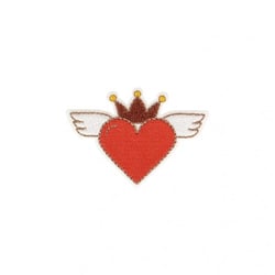 Lot de 3 écussons thermocollants cœur avec ailes rouge 4x6cm