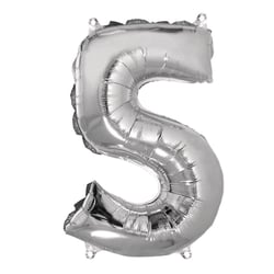 Ballon Chiffre 5, 40cm, 1pce. , argent