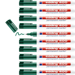 Lot de 10 marqueurs permanents pointe ronde 1 mm - EDDING 400 - Vert
