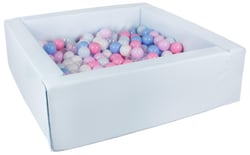 Piscine à balles carrée avec 300 balles - bleu p/blanc, transparent, bleu clair rose clair rose, bleu - Velinda