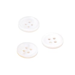 Lot de 3 boutons ronds coquillage 4 trous 11mm blanc