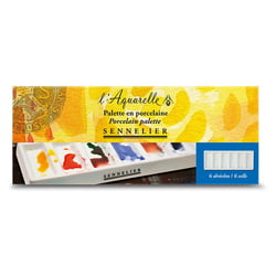 Palette - Peinture aquarelle - Porcelaine - Blanc - 6 compartiments - Sennelier