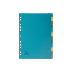 Intercalaires polypropylène recyclé Forever® 12 positions - A4 - Couleurs assorties - x 15 - Exacompta