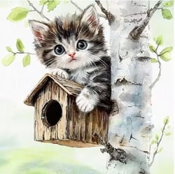 4 serviettes en papier découpage collage 33 cm CHATON ARBRE NICHOIR ASS 102