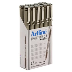 Lot de 12 stylos feutres pointe ogive 0,8 mm - ARTLINE - Noir - Drawing System