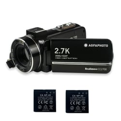 AGFAPHOTO Realimove CC2700 – Caméscope Numérique, 2.7K, 24MP, Écran Tactile 3'', Zoom 18X, Télécommande, 2 Batteries Lithium - Noir